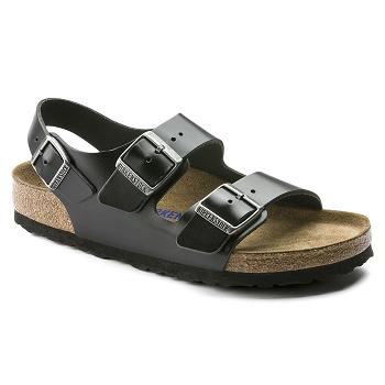 Milano Birkenstock Soft Footbed Kozene Panske Čierne | SK 335HAP